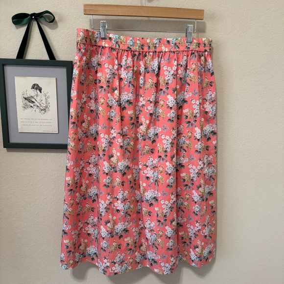 J.CREW | Liberty Fabric Coral Floral Lined Skirt Size 12 - Picture 8 of 13